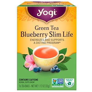 Yogi Tea 緑茶ブルーベリー スリムライフ（Green Tea Blueberry Slim Life） 16ティーバッグ 1.12オンス（32g）