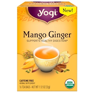 Yogi Tea マンゴージンジャー カフェインフリー ティーバッグ16袋1.12オンス (32 g)